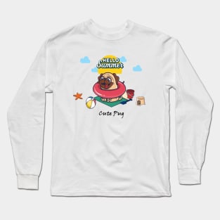 cute_pug_dog_hello_summer Long Sleeve T-Shirt